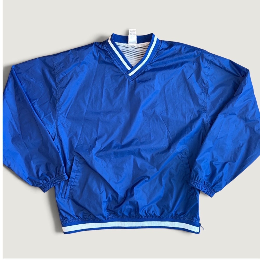 Vintage Mens M Gorpcore Badger Sport Mens Royal Blue V-Neck Pullover Jacket